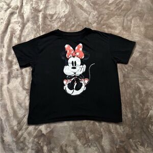 Disney Crop Top Women’s Size S Black Tee with Minnie Mouse Design